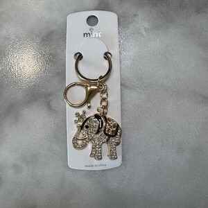 Elephant Keychain Gold Rhinestone Sparkly Animal Purse Bag Charm
